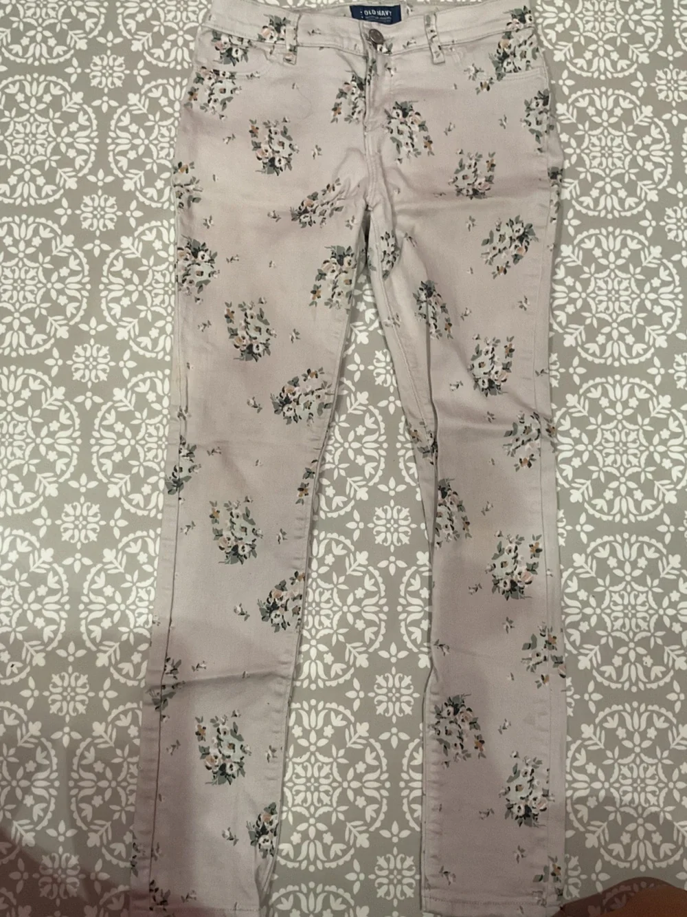 Old Navy Girls Mauve Floral Rockstar Jeggings Size 12 Regular